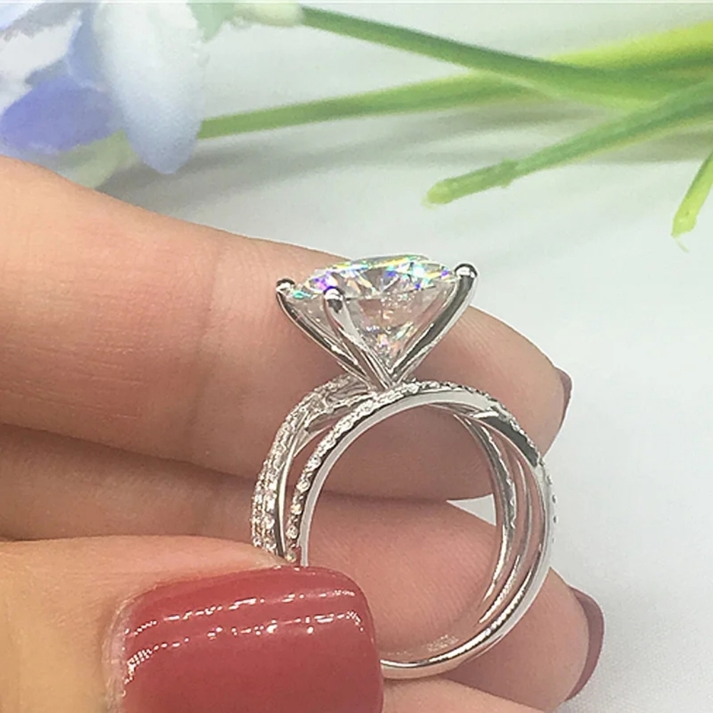 Sterling silver diamond ring - Picture 4 of 6